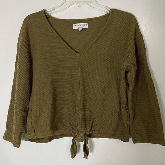 Madewell Texture & Thread Tie-Front Top asparagus green size M - Picture 3 of 5